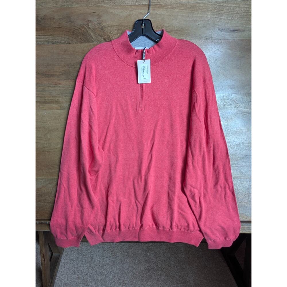 Peter Millar Crown Sweatshirt Mens XL Coral Red Long Sleeve 1/4 Zip MS23S25 NWT